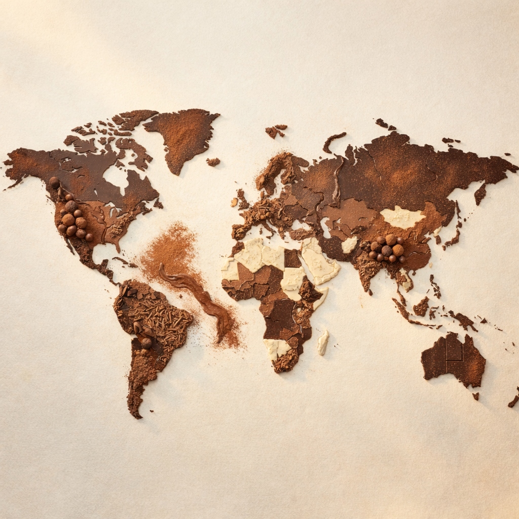 Carte du monde en chocolat